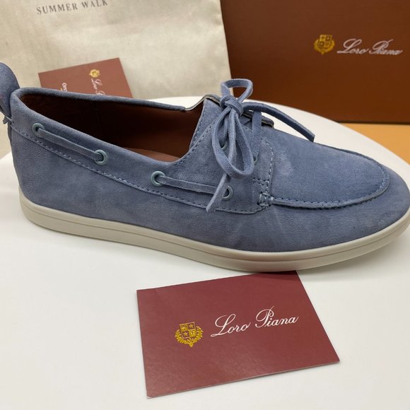 Loro Piana women's summer casual suede flats shoes - Picture 4 of 7